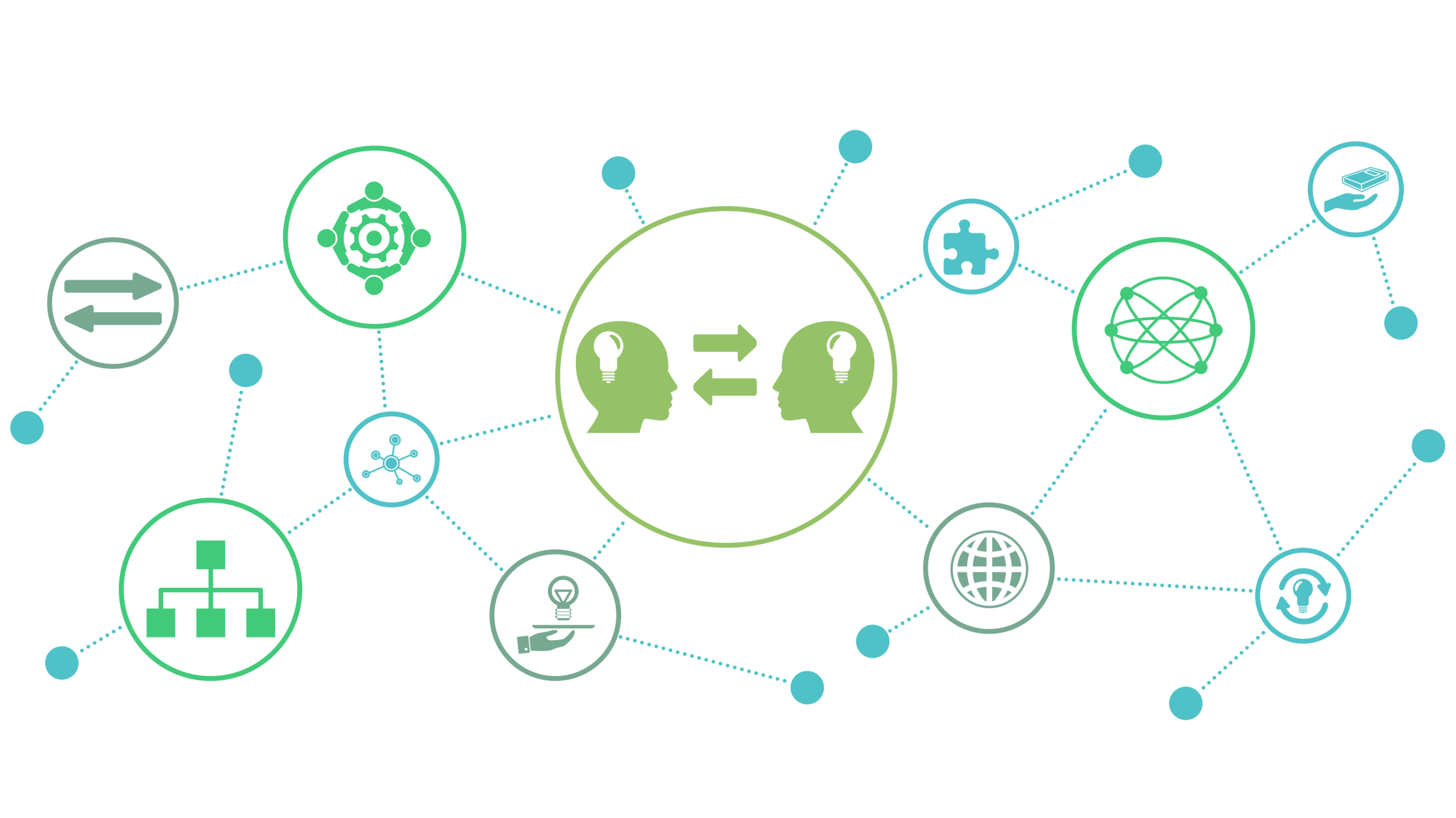 graph with exchanging symbols, puzzles, thinking and analytics